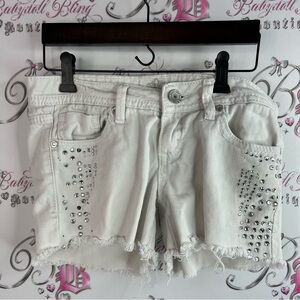 Almost Famous shorts rhinestone diamonds studs White Studded Jean Shorts
